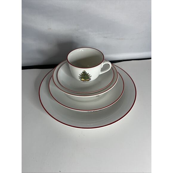 Cuthbertson American Christmas Tree Red Trim 5 Piece Place Setting, Very Good... - Picture 10 of 10